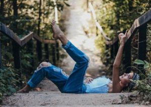 Rest days-woman relaxing in forest