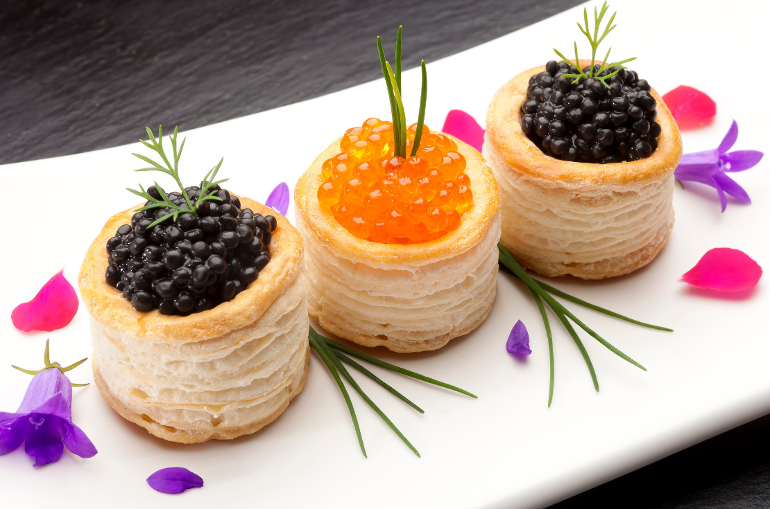 odd french Christmas food-caviar canapes