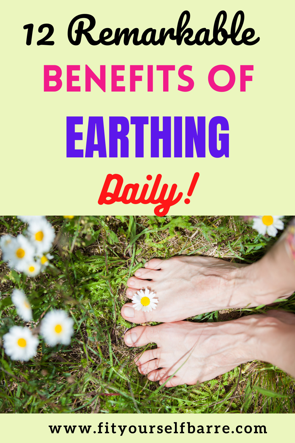 Earthing health benefits- a woman sitting barefoot on grass
