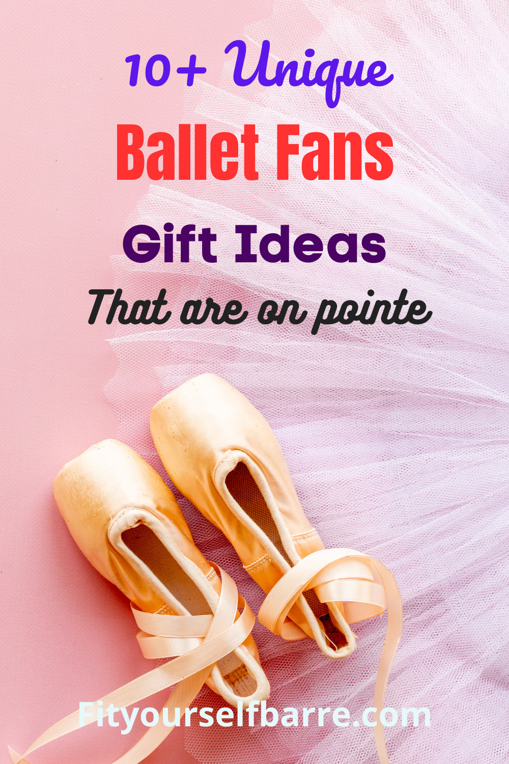 ballet fans gift ideas-Ballet skirt and pointe shoes for ballerina on pink background