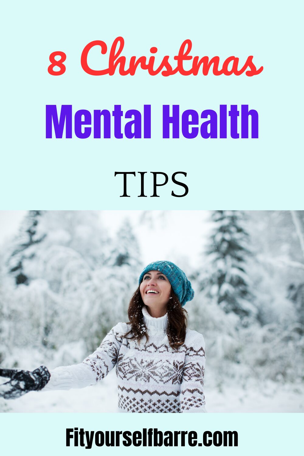 christmas mental health tips-woman getting fresh air in the winter forest