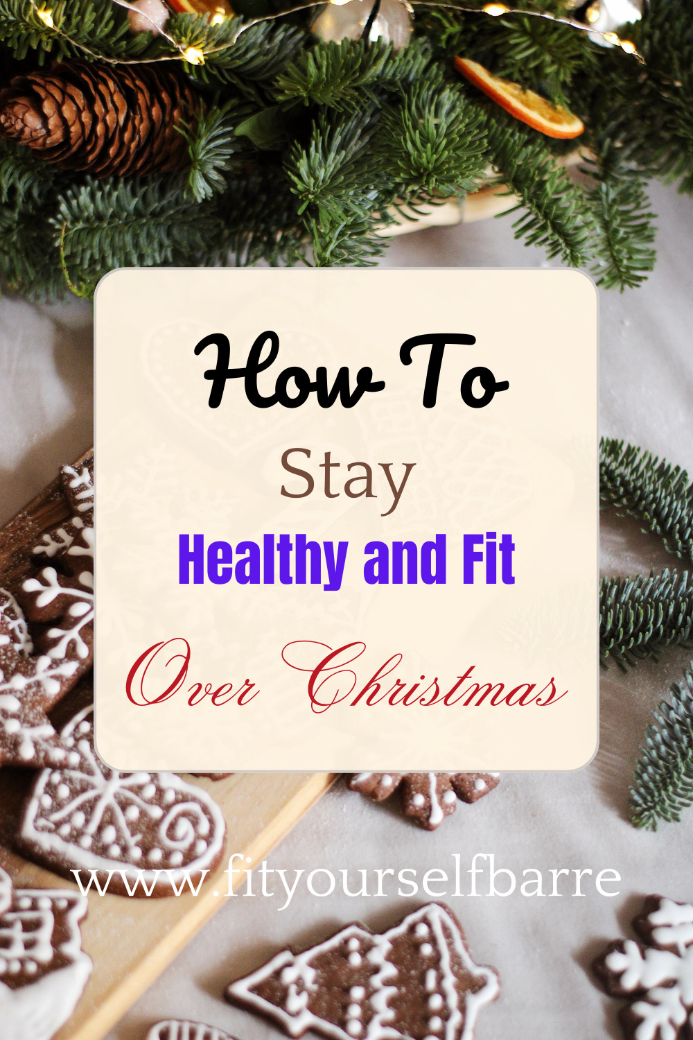 healthy and fit over Christmas-Christmas chocolate cookies and pine branches and cones as decoration