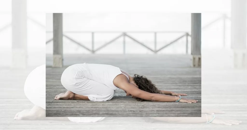 woman doing child pose stretch